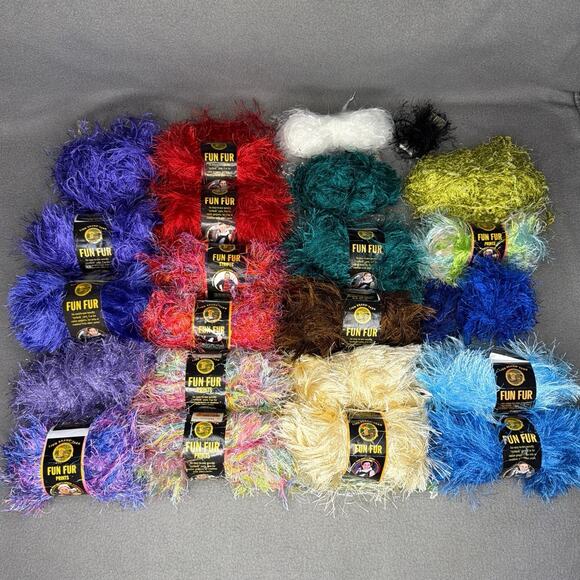 Lion Brand Yarn Fun Fur Mixed Two Pound 2# Lot Crochet Knit Craft DIY Gift - Picture 1 of 11